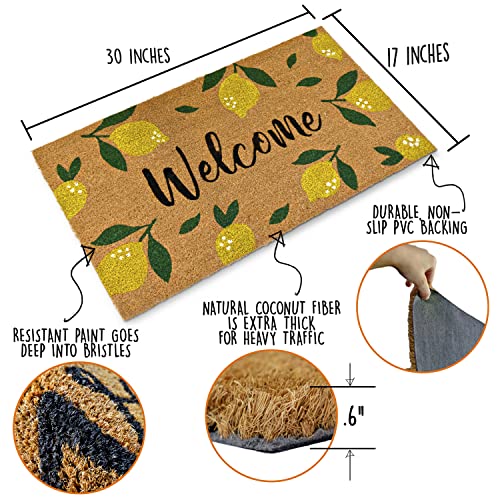 Lemon Welcome Mat 30x17 Inch, Lemon Door Mat, Lemon Doormat, Hello Spring Door Mat, Outdoor Rug Yellow Door Mats, Coir Doormat, Spring Welcome Ma
