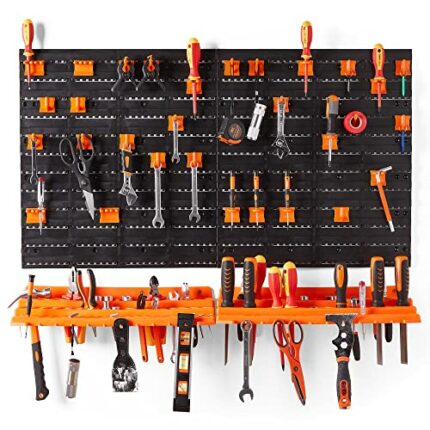 VonHaus Garage Tool Storage with Shelf & Pegboard For Multiple Tools, Garden Tool Rack for Easy Access to 50+ Tools and Accessories, Tool Board F