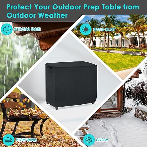 Hoedia 32 Inch Outdoor Prep Table Cover for Keter Unity Portable Table, BBQ Prep Table Cover and Dustproof Bar Cart Cover UV Resistant (Black)