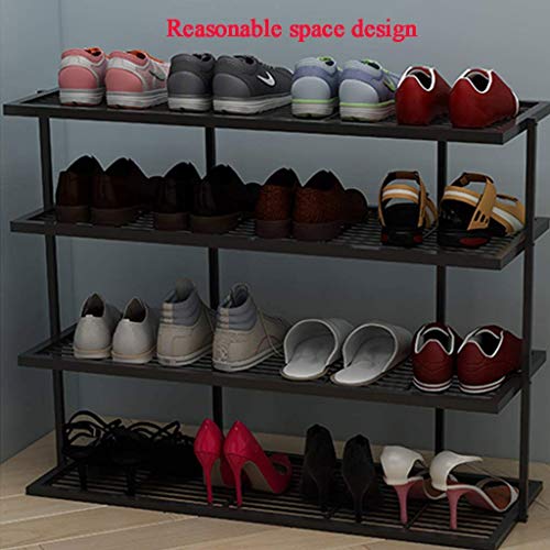 n/a 4-Tier Shoe Rack, Organizer Storage Bench Stand for Mens Womens Shoes Closet with Iron Shelves That Hold Shoes (Color : Svart)