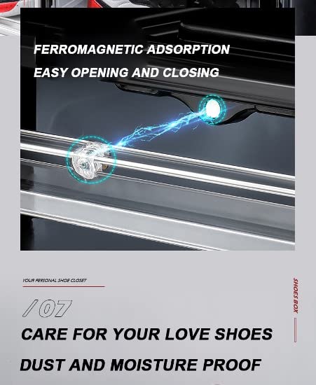 Clear Shoe/Sneaker Box PVC Stackable Plastic Shoe Case Drop Front Foldable Hard Transparent Sneaker Crates Magnetic Enclose Dust Proof 100 Percen