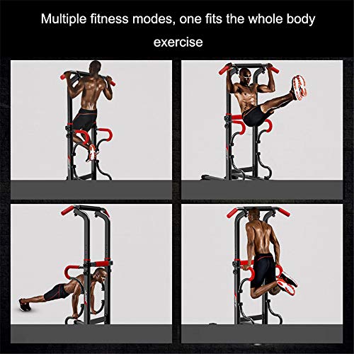 JFJL Multifunctional Power Tower Adjustable Heights Workout Dip Station for Adults And Kids Home Gym Strength Training Fitness Equipment Newer Ve