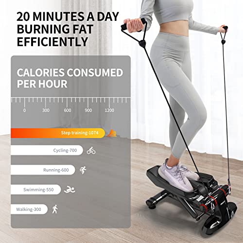 PROIRON Steppers for Exercise, Mini Stepper Machine with Display, Step Exercise Machine with Resistance Bands for Home Workout, Up Down Stair Cli