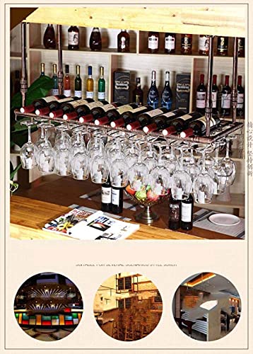 SUCHETA Hanging Wine Rack with Glass Holder and Shelf, Wine Rack Ceiling Wine Racks, Wine Rack Decoration, Hanging Glass Holder, Upside Down Gobl