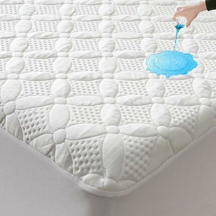 Full Size Waterproof Mattress Protector, Soft Bamboo Full Size Mattress Pad, Cooling Full Size Mattress Cover for 6-16 inches Mattress