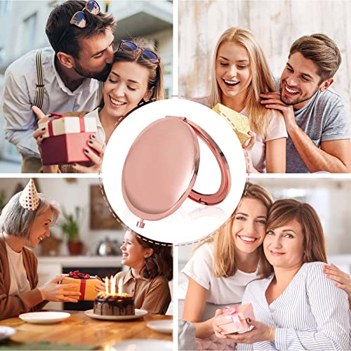 Double-Sided Pocket Mirror, Makeup Mirror, Compact Mirror, Round Folding Mirror 7 CM, Portable Make Up Mirror, Mini Small Round Makeup Mirror, Tr