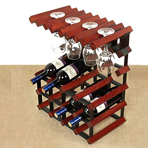 KEppd Wine Rack,Wine Glass Drying Rack and Bottle Holder, Wine Rack with 6 Glass Holder and 6 Bottle Holder, Perfect for Wine Lovers and Guests,W