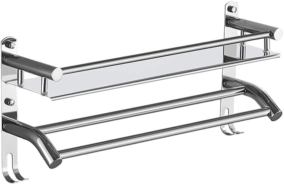Towel Rail Bathroom Wall Mounted 304 Stainless Steel Towel Rack Holder With Towel Bar Storage Shelf Hook Rack For Bathroom Hotel Kitchen(Size : 5