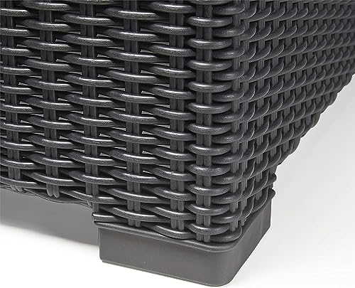 Rattan Indoor/Outdoor Coffee Table - Graphite Garden Furniture | with Soft Round Plastic wicker effect | Versatile, Durable, and Low Maintenance