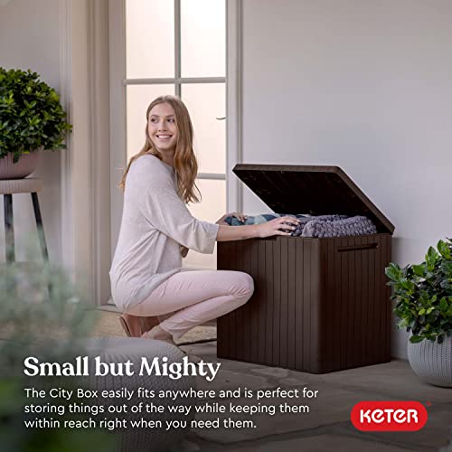 Keter City Brown Resin Deck Box Patio Furniture Pool Accessories and Outdoor Toy Storage