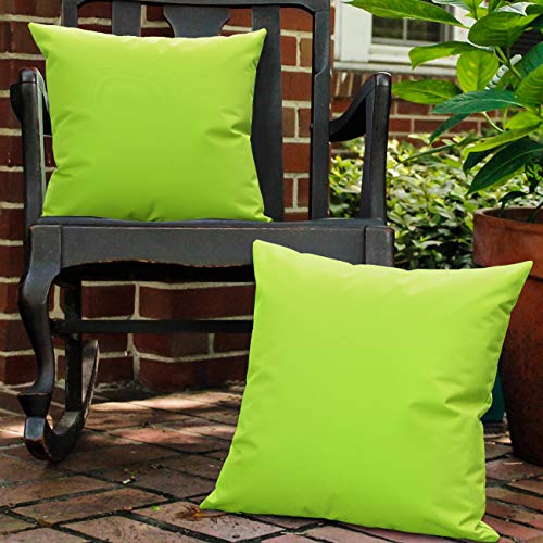 Lewondr Waterproof Outdoor Throw Pillow Cover, 2 Pack Solid PU Coating Throw Pillow Case UV Protection Garden Cushion Cover for Patio Sofa Couch