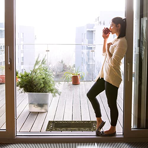 Relaxdays Antique Style Retro Look Metallic Doormat Rubber, 75x 45 cm, Door Mat Inside & Outside, Non-Slip, Silver