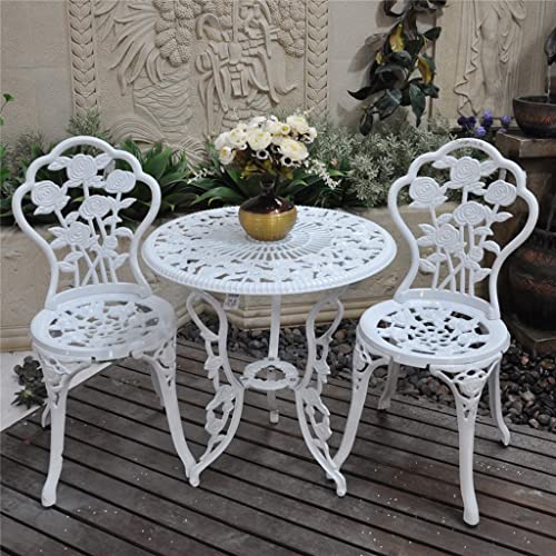 TJLSS 3 Piece Garden Patio Bistro Table and Chairs, Cast Aluminum Garden Dining Set for Outdoor Patio Yard Porch Balconyb (Color : A, Size : Tail
