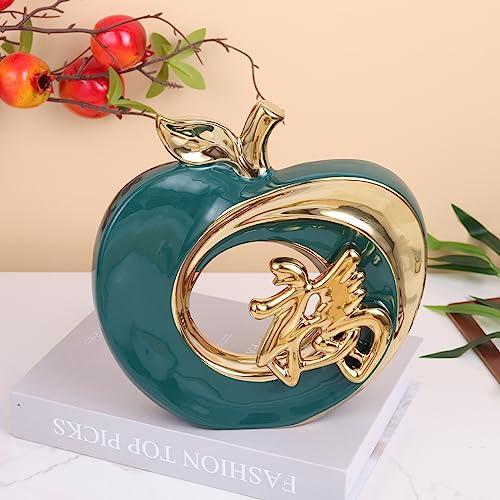 LINYTHER Creative Apple Modern Style Home Furnishings, Chinese Kanji Ceramic Apple Statue, Decorations for Living Room, Bedroom, Wine Cabinet - G