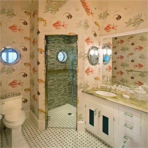 Nagina International Metal Crafted Nickel Plated Aluminum Porthole Bathroom Decor Mirror (10 Inches)