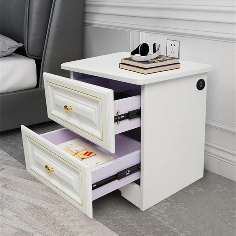 JJZXD Table Chevet bois Chargeur USB, armoire Rangement Intelligente Multifonction Pour Chambre Coucher