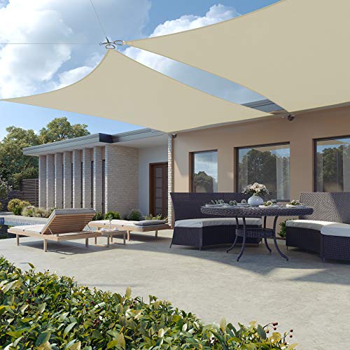 SONGMICS Shade Sail 2.5 x 5 m, HDPE Sun Protection Fabric, Breathable, Water-Permeable, Terrace, Garden, Balcony, Camping, Rectangular, Concave,