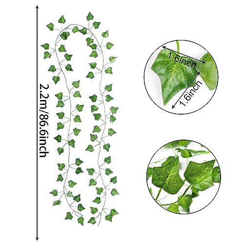 STBNVF 6 Pcs Vines, Fake Ivy, Vines for Bedroom Aesthetic, Bedroom Decor, Fake Plants, Green Ivy with Nylon Cable Ties, Plants Ivy Vine for Garde