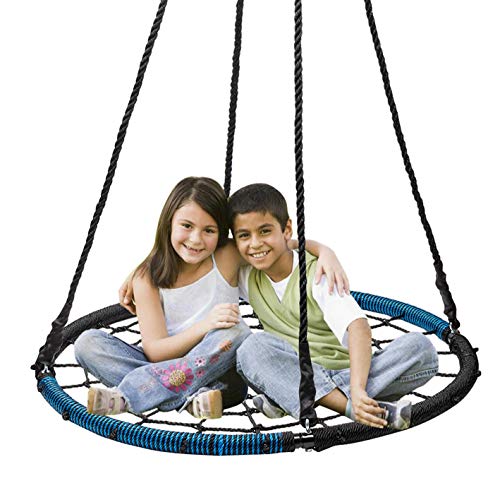 Display4top Outdoor Swing, Giant 40" Round Web Tree Net Swing Swing Set Anchors Hanging Ropes 400 lbs Capacity, Adjustable length hanging ropes E