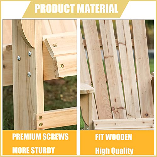 LOKATSE HOME Outdoor Adirondack Chair for Patio, Deck, Fire Pit, Garden, Porch and Lawn Seating, Natural Wood