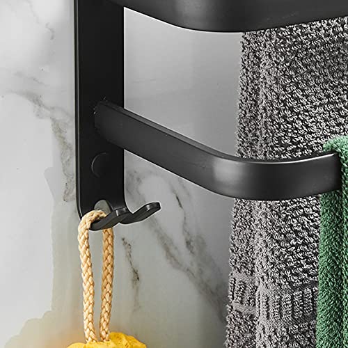 MIAOHY Towel Hanger Wall Mounted Towel Rack Bathroom Aluminum Black Towel Bar Rail Matte Black Towel Holder
