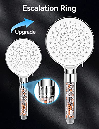 Ionic Shower Head and 2M Hose, Magichome Newest 6 Modes High Pressure Universal Filter Shower Head for Hard Water Low Water Pressure with Extra R