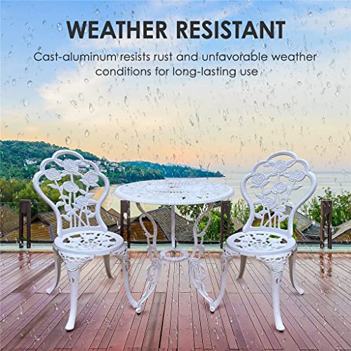 TJLSS 3 Piece Garden Patio Bistro Table and Chairs, Cast Aluminum Garden Dining Set for Outdoor Patio Yard Porch Balconyb (Color : A, Size : Tail