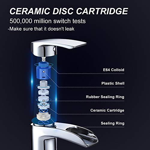 Hapilife Basin Taps Waterfall Mixers Bathroom Sink Mixer Tap Semi-open with UK Hoses Chrome Brass