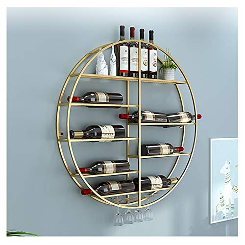 EMISOO Wine Rack Wall Mounted - Wine Bottle and Wine Glass Holder, Wrought Iron Wall-Mounted Wine Racks, Household Wine Accessories, Gifts for Lo