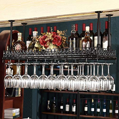 ZYZMH Wine Rack, Bar Hanging Goblets Simple Display Wrought Iron Wine Rack, Elegant Black