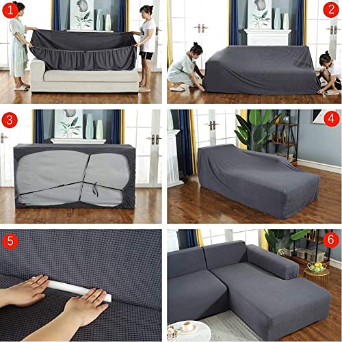 Grey Couch Covers for 1 2 3 4 Seater, Sectional Sofa Covers L Shape Stretch Slipcover Thick for Living Room Dogs Pets, Washable Durable Furniture