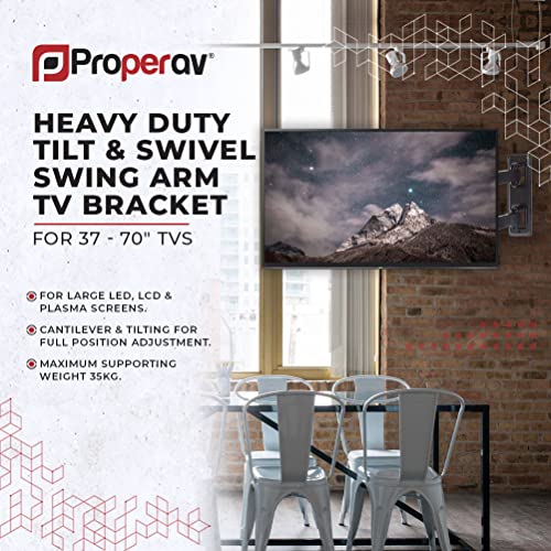 ProperAV Heavy Duty Swing Arm TV Wall Bracket 37" 40" 42" 43" 46" 50" 55" 60" 65" 70" VESA Max 600X400 Black