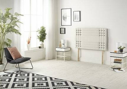 Somnior Beds Bed Centre Flexby Diamante Small Single 82cm Plush Ivory Headboard With Wooden Struts