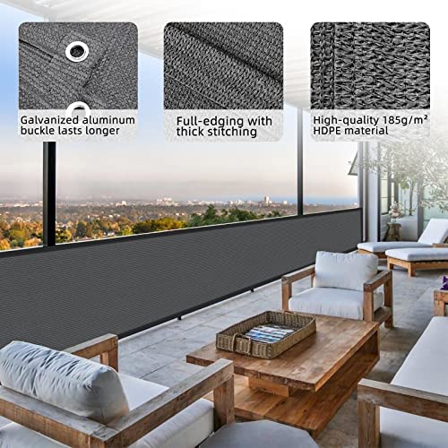 Cool Area balcony privacy screen, anti-peeping, windproof, anti-ultraviolet, HDPE balcony cover, 90x500cm,Graphite