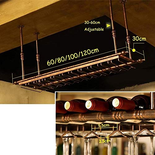 Metal Ceiling Hanging Wine Holder, Adjustable Height Ceiling Wine Bottle Holder, Stemware Racks, Goblet Rack, Kitchens Bar Counter Wine Storage D