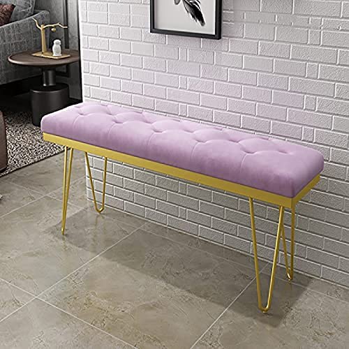 Luxurious Upholstered Bench Seat,Modern Velvet End Of Bed Bench With Golden Legs,Multifunction Entryway Bench Bedroom Bench,Light Blue,60X35X45Cm