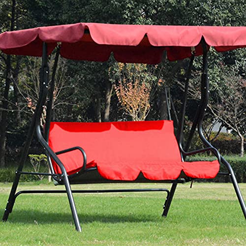 Oumefar Outdoor Swing Seat Cover, 3 Seater Waterproof Swing Seat Chair Bench Cushion Pad Swing Cushion for Garden Chairs Patio(red)