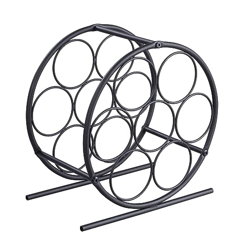 GOSSI Wine Rack Wine Bottle Holders Stands - Black 7 Bottle Metal Stand for White Collar Wine Lovers - Model GOSSI-23035
