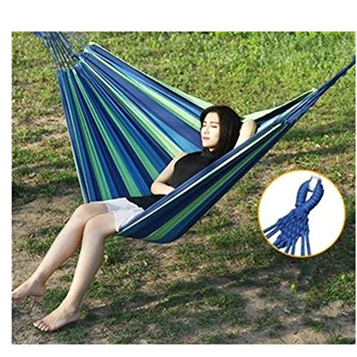 Outdoor Woven Cotton Hammock, 2 Person Camping Hammock Portable Lightweight with Carrying Bag, Ideal for Patio, Balcony, Patio Garden, Camping (L