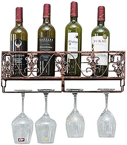 EYLINK Wine Racks,Wine Lovers/Wall Mounted Metal Wine Rack Rustic Wine Shelf Stem Glass Holder & Wine Cork Storage Wine Glass Rack Hanging -Wall