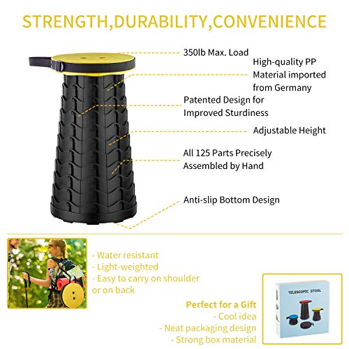Folding Stool Retractable Folding Stool for Indoor and Outdoor Use – Lightweight and Travel-Friendly Telescopic Stool - Ideal for Camping, Fishin