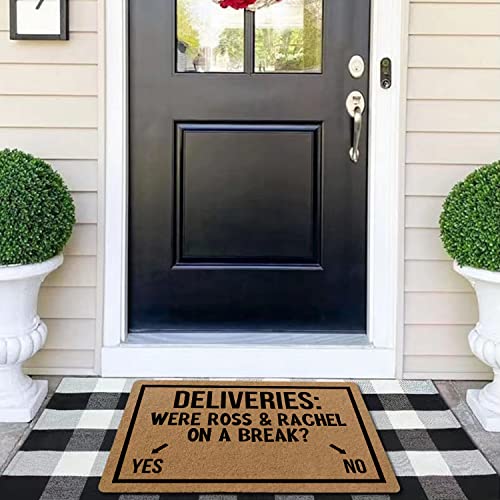 Funny Doormat were Ross and Rachel On A Break Front Door Mat Entryway Outdoor Mat with Heavy Duty Front Porch Welcome Mats Entry Brown Mat House