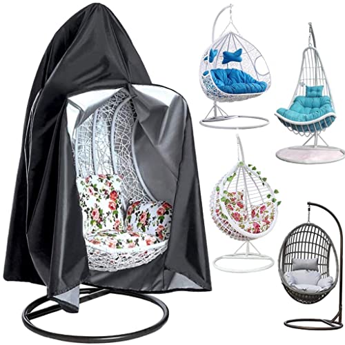 Patio Hanging Chair Cover - Egg Swing Cocoon Chair Cover with Zipper, Outdoor Waterproof Windproof Durable Heavy Duty Garden Furniture Protector,