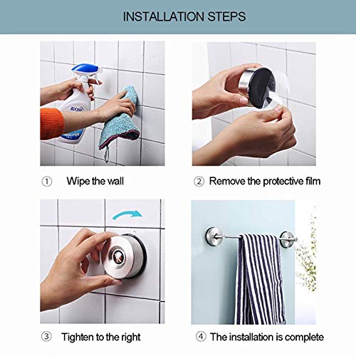 Towel Rack Wall Mounted Towel Rail Sucker Towel Bar Stainless Steel Single Bar Brushed Finish Bathroom Kitchen Shower Rustproof Towel Holder