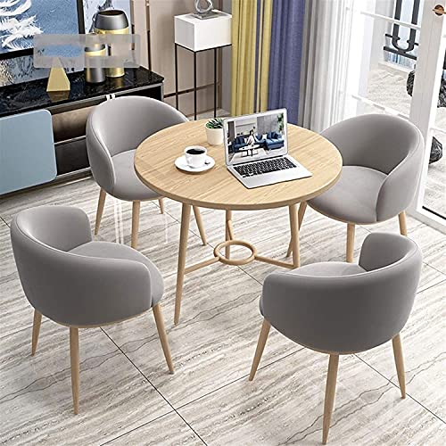 Flannel Kitchen Chairs Set Of 2 Lounge Living Room Corner Dining Chairs Upholstered Cushion and Metal Legs (Color : Grey)
