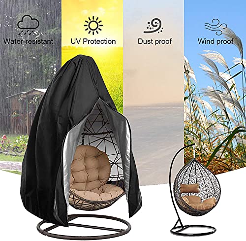 Patio Hanging Chair Cover - Egg Swing Cocoon Chair Cover with Zipper, Outdoor Waterproof Windproof Durable Heavy Duty Garden Furniture Protector,