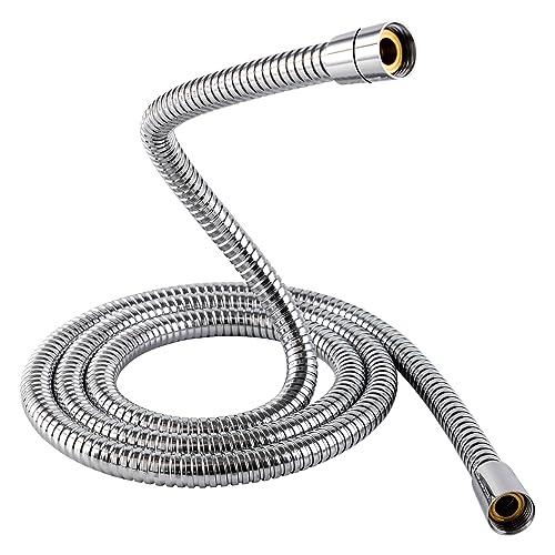 Hibbent 16mm (Outer)/10mm(Inner) Large Bore Shower Hose 1.5m(59") -Supper Low Water Pressure Boosting Shower Hoses with Chrome, Universal Anti-Ki
