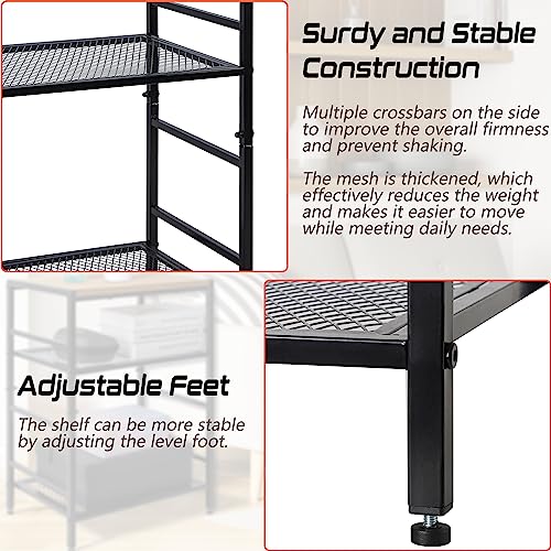 GIOTORENT 3-Tier Small End Table, Tall Nightstand with Adjustable Shelf, Narrow Side Table with Sturdy Diamond Grid, Bedside Table for Living Roo