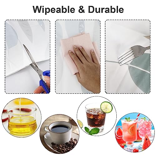 HXMJIED Rectangular Wipeable Table Cloth, 137x180cm Leaves Pattern Tablecoths PVC Wipe Clean Table Cloth Waterproof Stain-proof Square Tabletop P