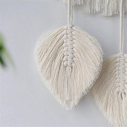 Tiardey Hanging Wall Mirror with Boho Fringe Round Decorative Mirror for Apartment Living Room Bedroom Home Decor-Leaf style